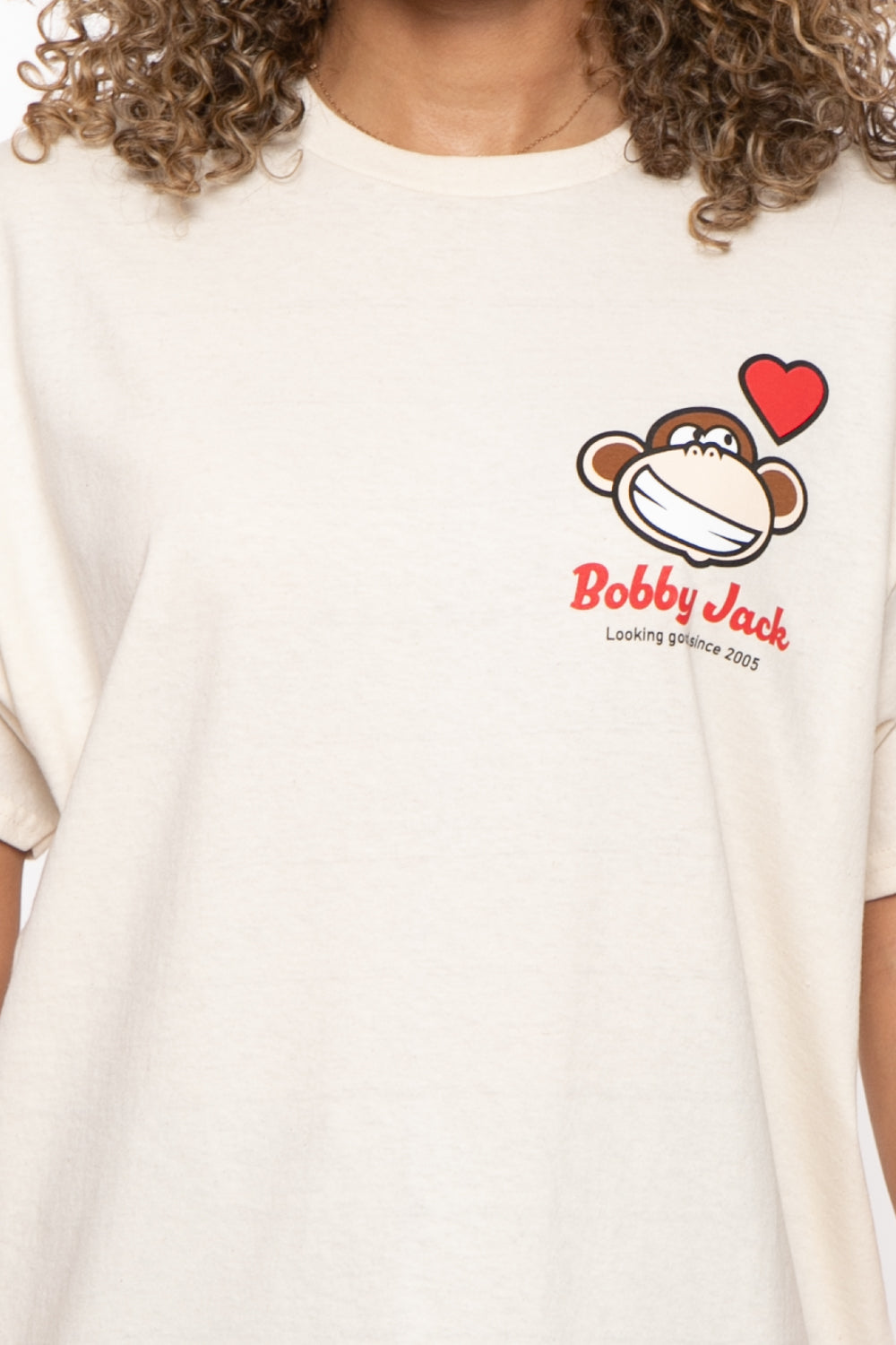 Looking Good - Bobby Jack Garment-Dyed Boyfriend T-Shirt (Front + Back Print) - Beige