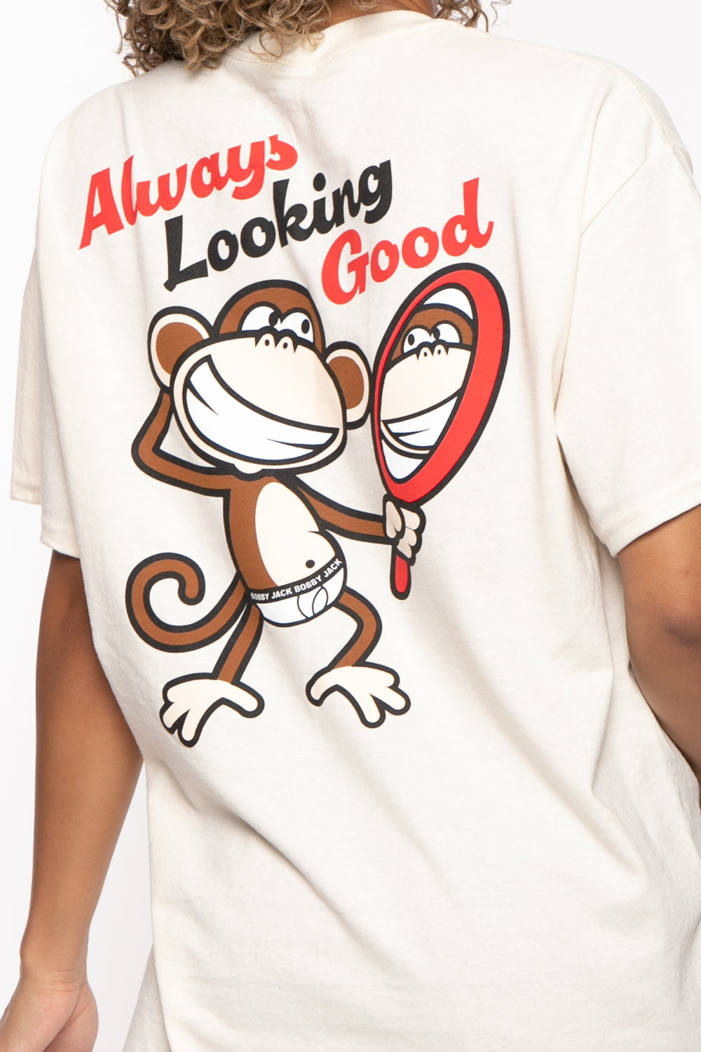 Looking Good - Bobby Jack Garment-Dyed Boyfriend T-Shirt (Front + Back Print) - Beige — image 7