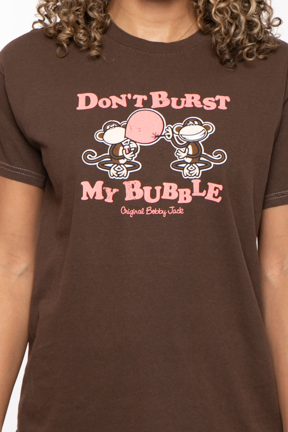 Don't Burst My Bubble - Bobby Jack Garment-Dyed Boyfriend T-Shirt - Brown