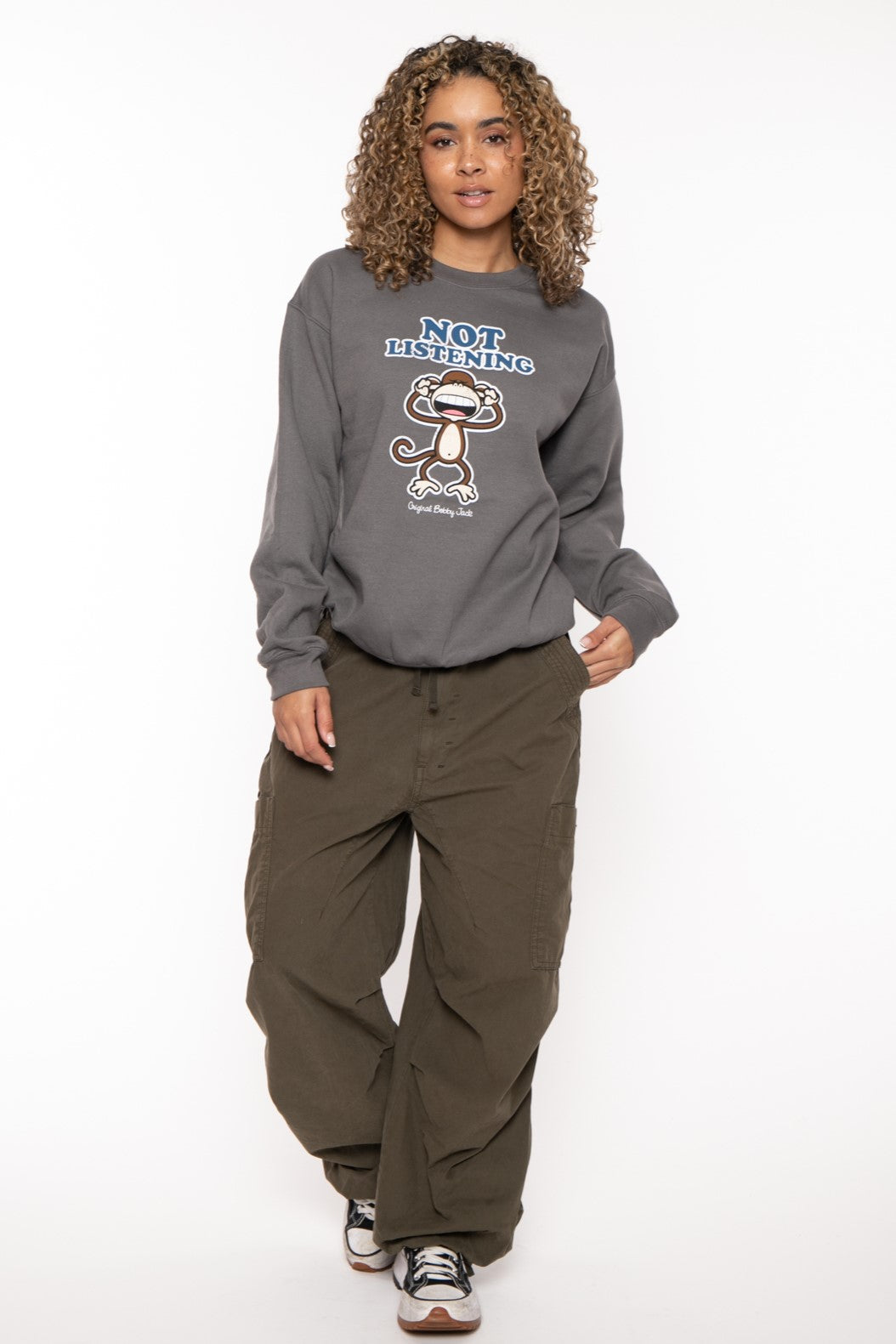 Not Listening - Bobby Jack Crew Sweatshirt - Charcoal — image 3