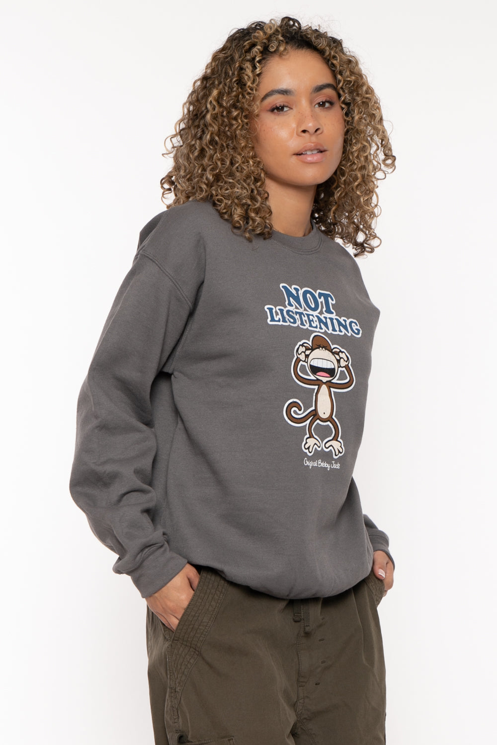 Not Listening - Bobby Jack Crew Sweatshirt - Charcoal — image 5