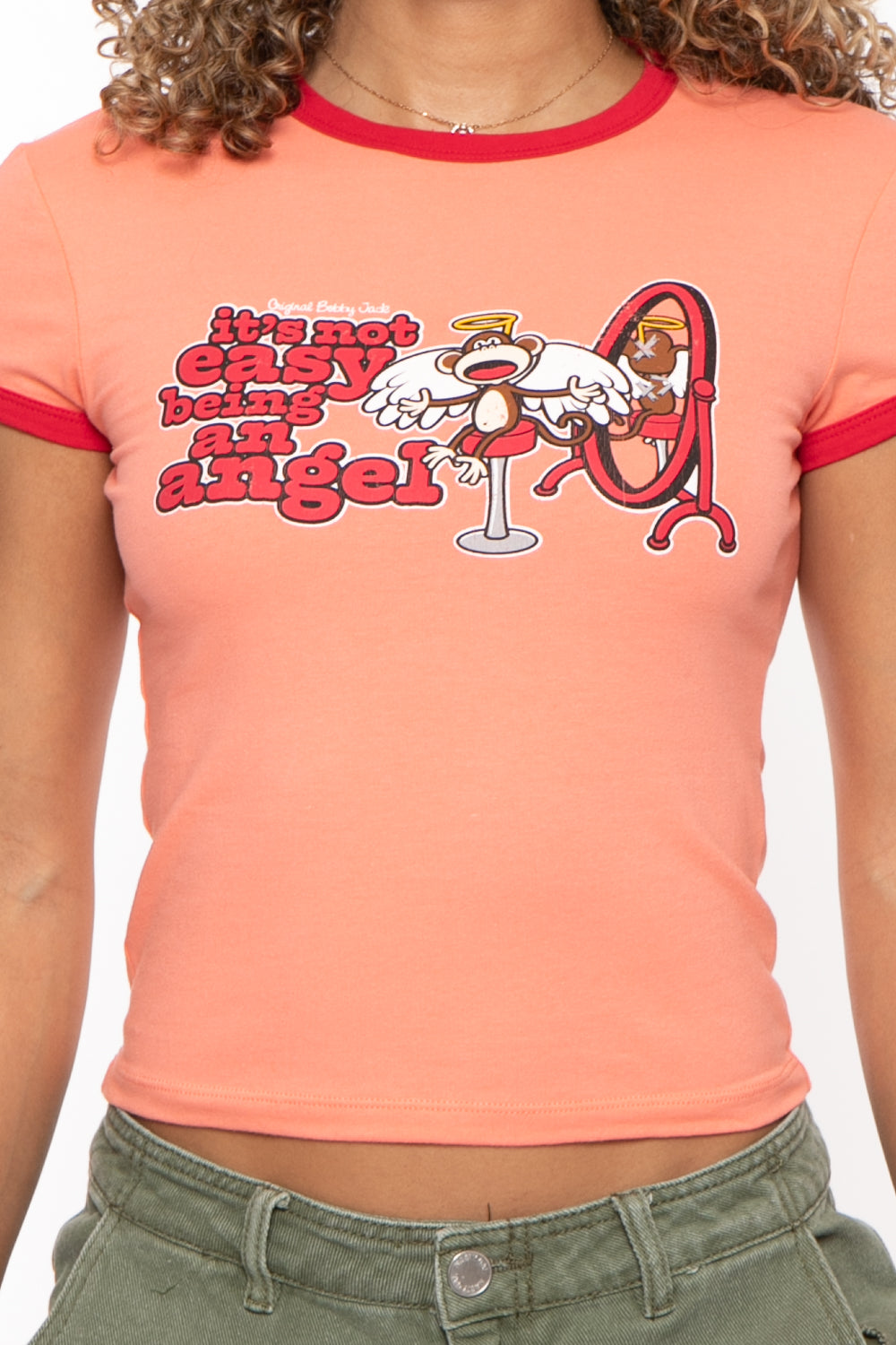 Being An Angel - Bobby Jack Ringer Top - Peach