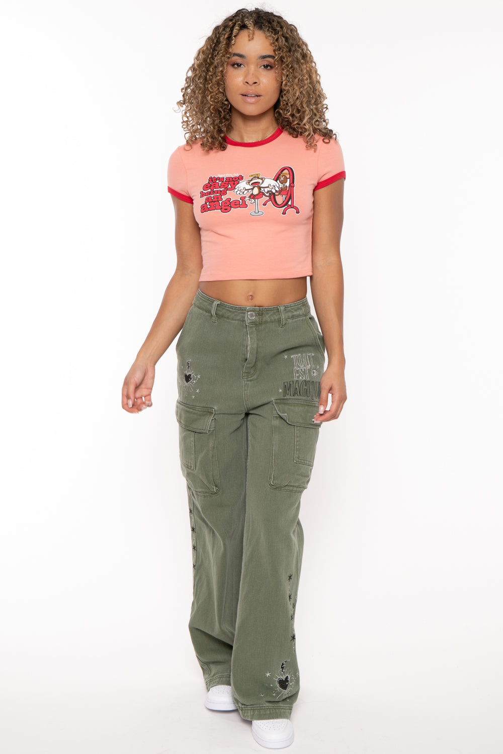 Being An Angel - Bobby Jack Crop Ringer Top - Peach — image 3