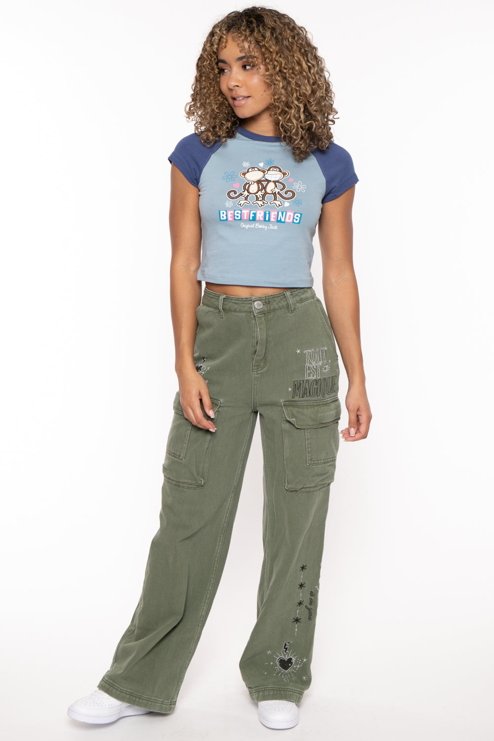 Best Friends - Bobby Jack Crop Raglan Top - Blue — image 5