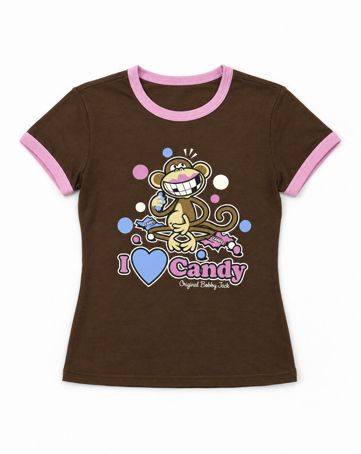 I Love Candy - Bobby Jack Ringer Top - Brown