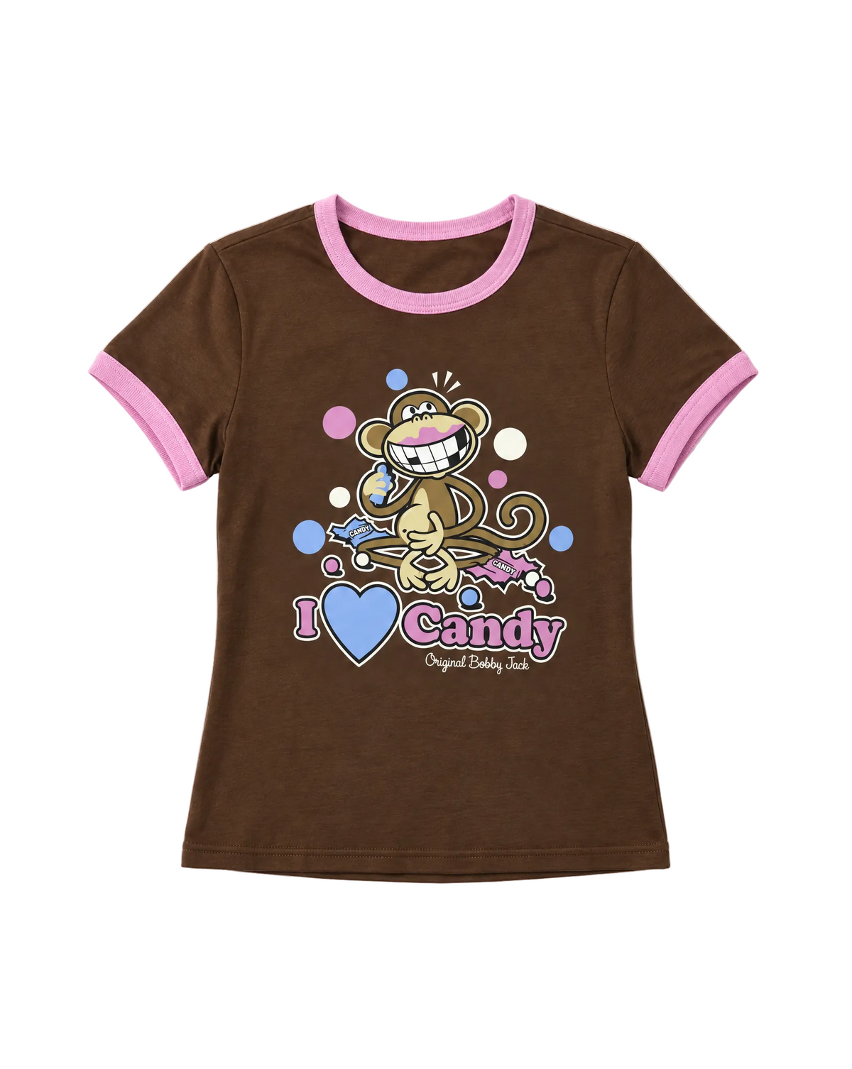 I Love Candy - Bobby Jack Ringer Top - Brown