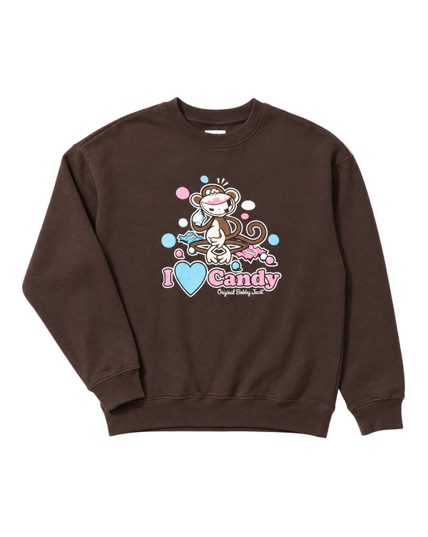 I Love Candy - Bobby Jack Crew Sweatshirt - Brown