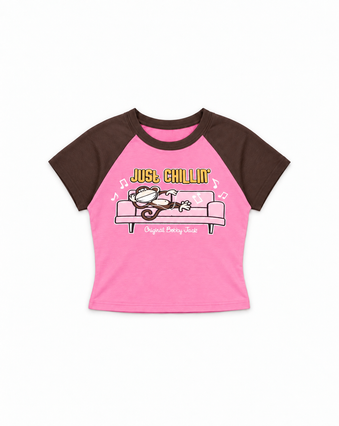 Just Chillin - Bobby Jack Crop Raglan Top - Hot Pink — image 1