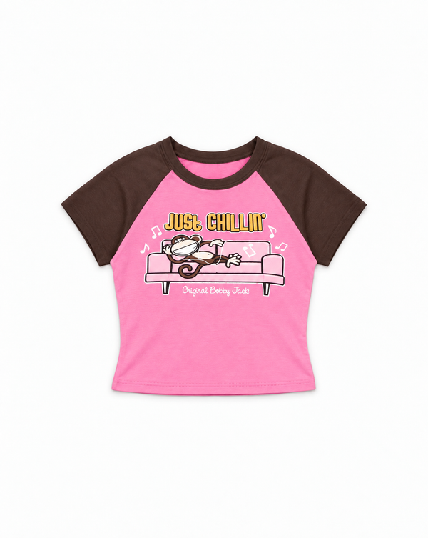 Just Chillin - Bobby Jack Crop Raglan Top - Hot Pink