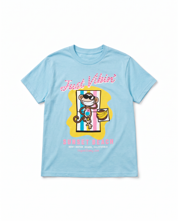 Just Vibin  - Bobby Jack Boyfriend Rhinestone T-Shirt -Blue
