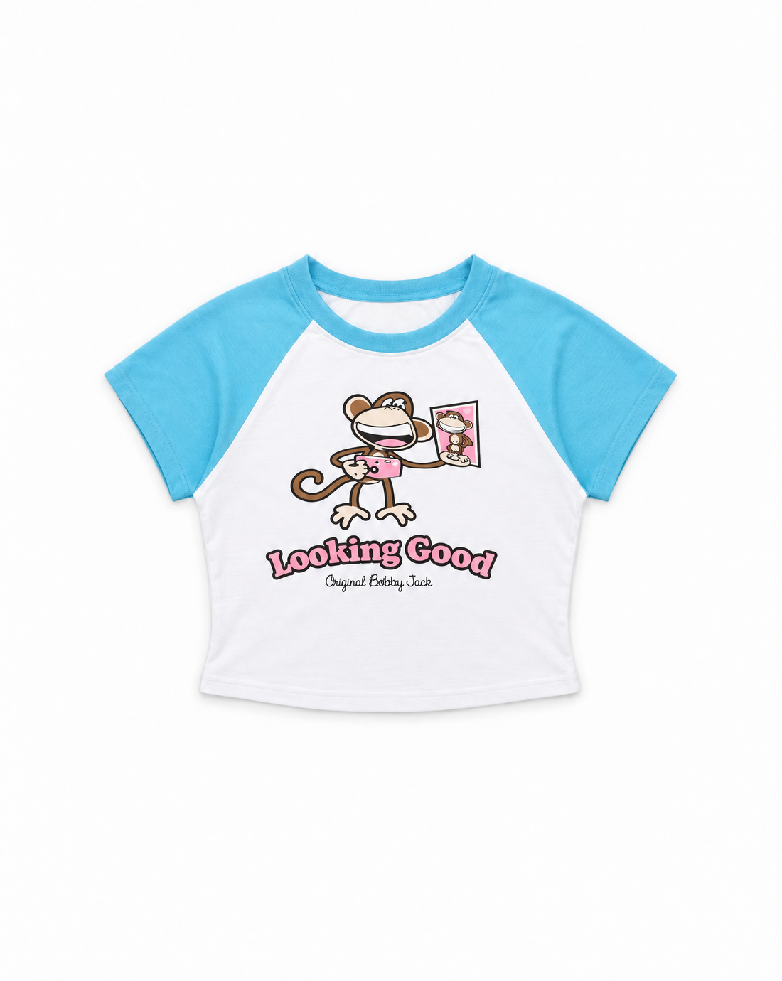 Looking Good- Bobby Jack Crop Raglan Top - White — image 1