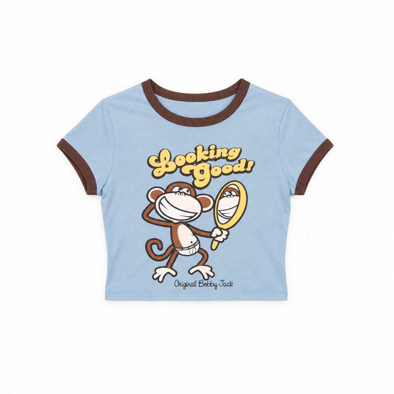 Looking Good - Bobby Jack Crop Ringer Top - Blue