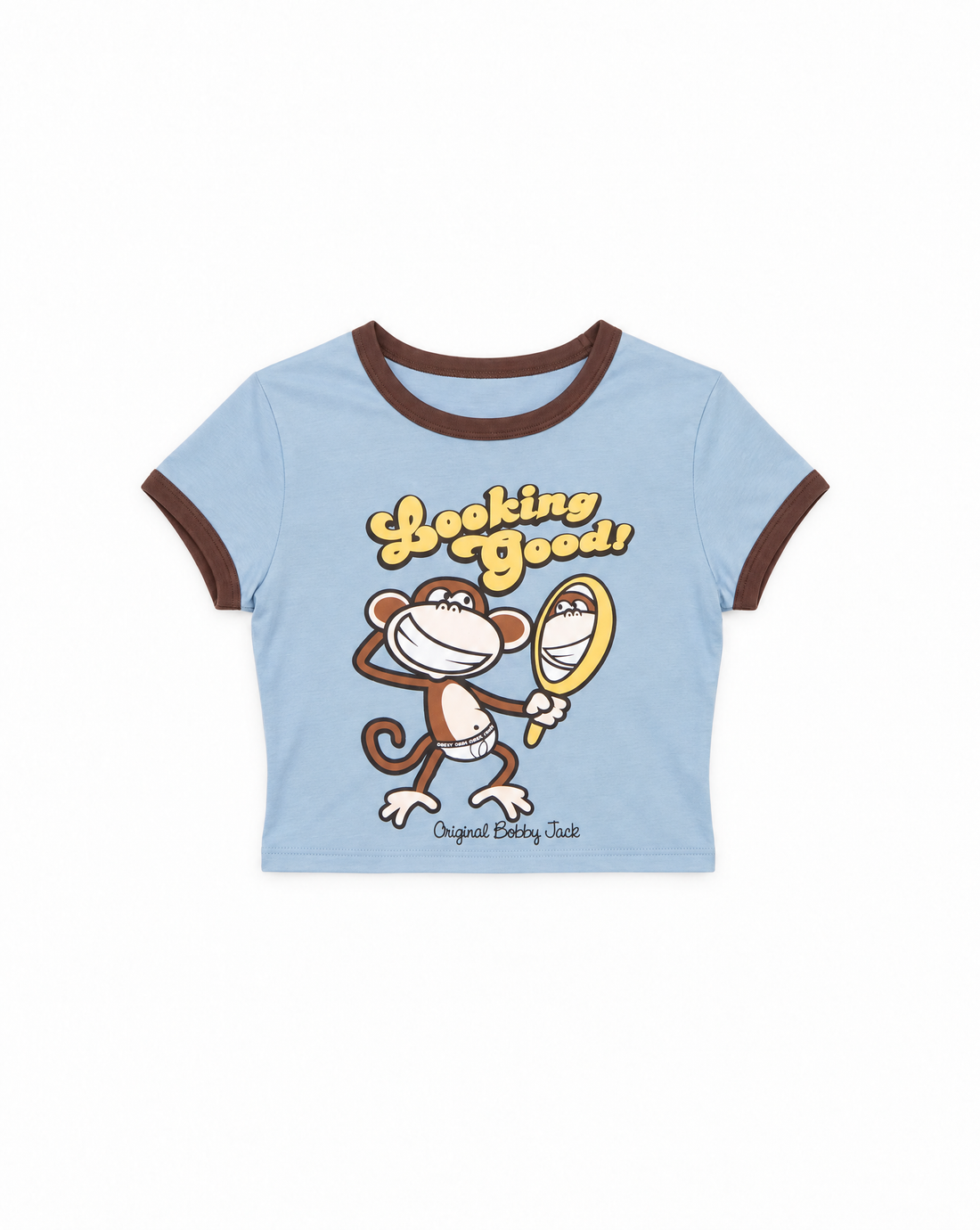 Looking Good - Bobby Jack Crop Ringer Top - Blue — image 1