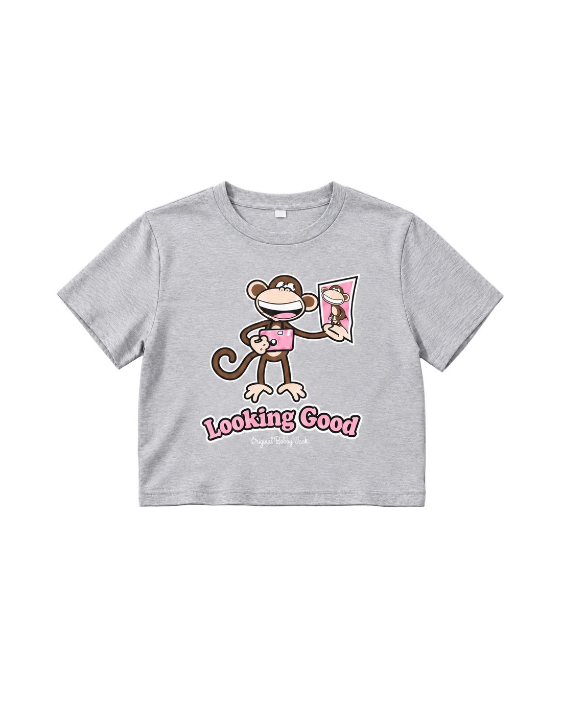 Looking Good- Bobby Jack Baby Tee - Heather Grey — image 1
