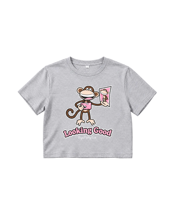 Looking Good- Bobby Jack Baby Tee - Heather Grey