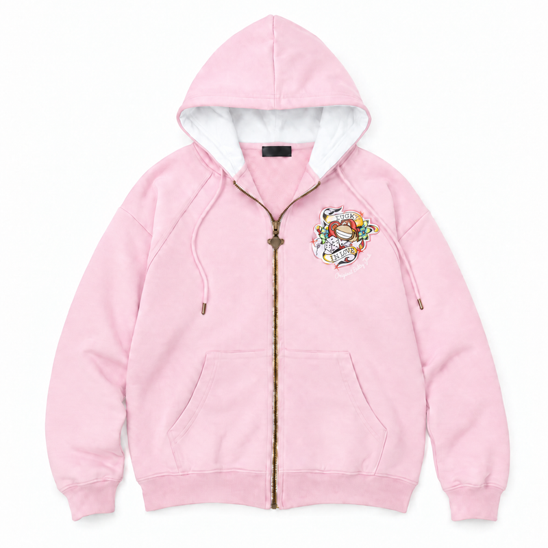 Lucky - Bobby Jack Oversized Premium Zip Hoodie - Pink