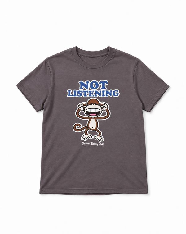 Not Listening - Bobby Jack Boyfriend T-Shirt -Charcoal
