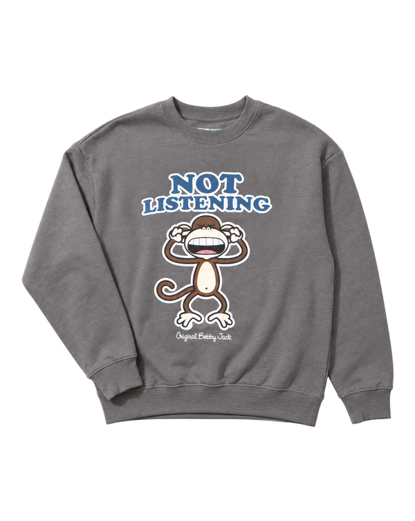 Not Listening - Bobby Jack Crew Sweatshirt - Charcoal