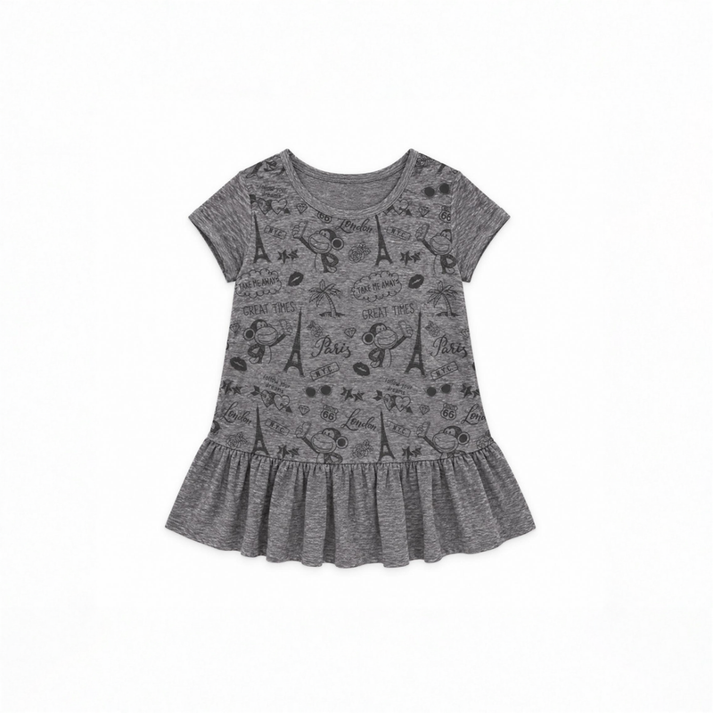 Been Around The World | Ruffle Bottom Top - Charcoal