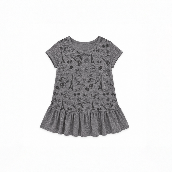 Been Around The World | Ruffle Bottom Top - Charcoal