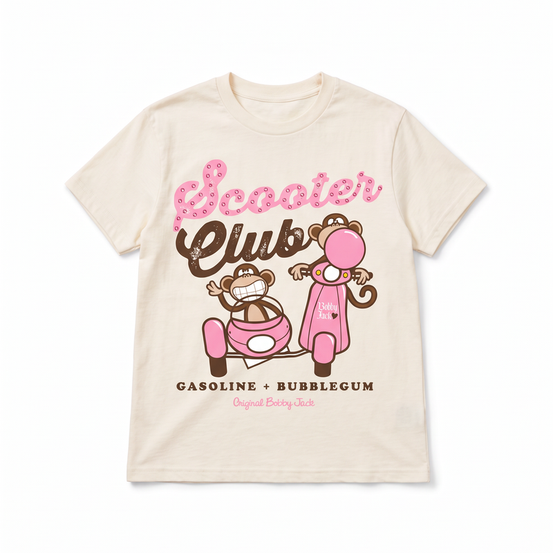 Scooter Club  - Bobby Jack Boyfriend Rhinestone T-Shirt -Ivory