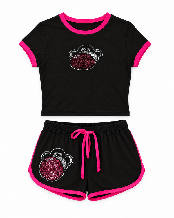 Sparkle Era - Bobby Jack Ringer + Shorts Set - Black