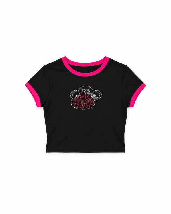 Sparkle Era - Bobby Jack Crop Ringer Top - Black