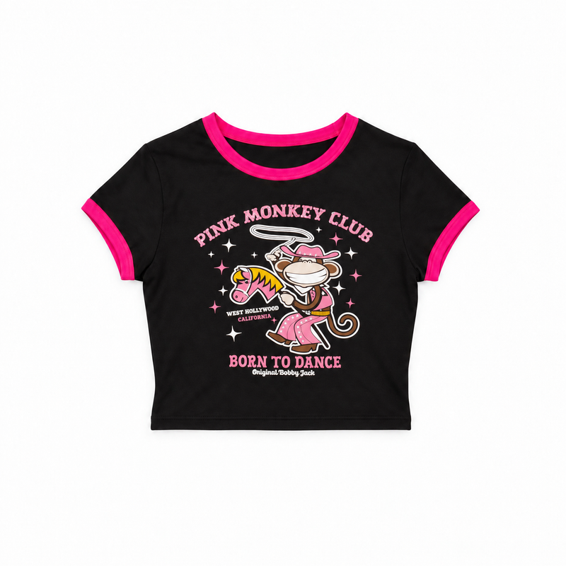 The Club - Bobby Jack Crop Ringer Top - Black