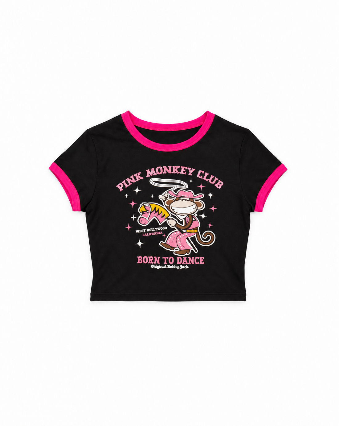 The Club - Bobby Jack Crop Ringer Top - Black — image 1