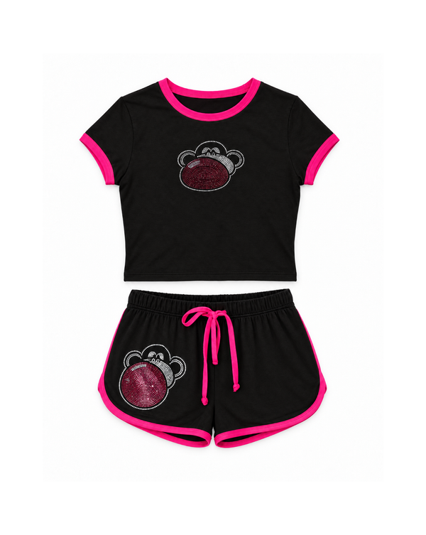 Sparkle Era - Bobby Jack Ringer + Shorts Set - Black