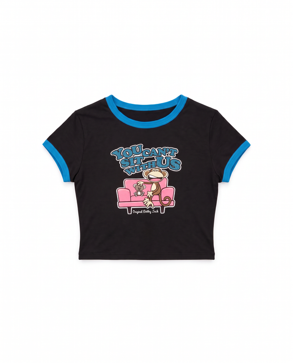 You Can't Sit - Bobby Jack Crop Glitter Ringer Top - Black