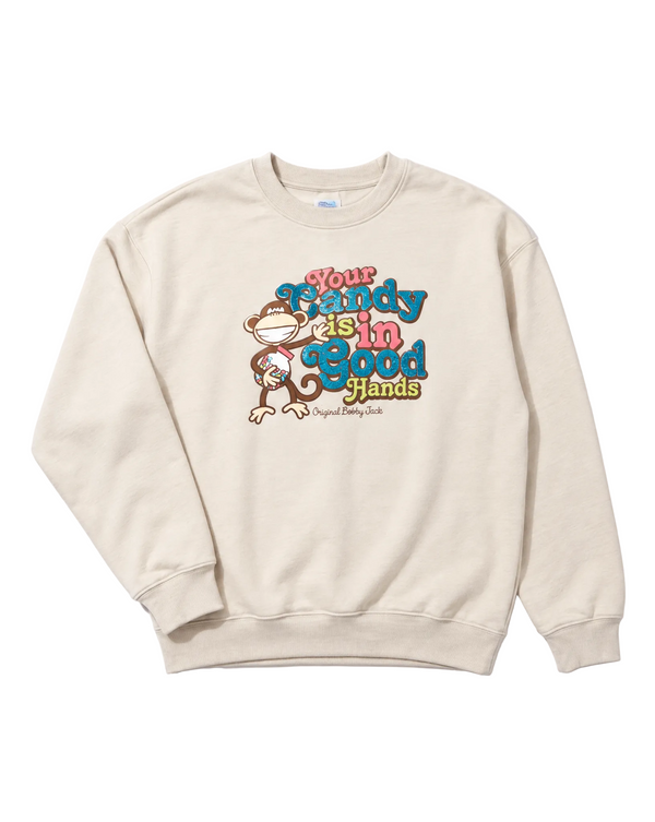 Your Candy -Bobby Jack Crew Glitter Sweatshirt - Sand
