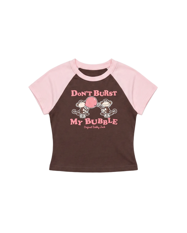 Don't Burst My Bubble - Bobby Jack Crop Raglan Top - Brown