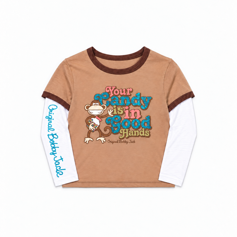 Your Candy- Bobby Jack Crop Glitter Twofer - Khaki