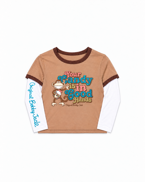 Your Candy- Bobby Jack Crop Glitter Twofer - Khaki