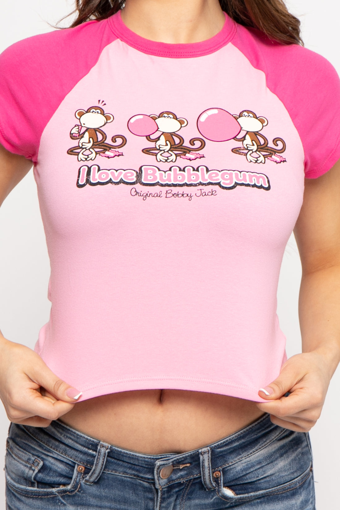Bubblegum - Bobby Jack Crop Raglan Top - Pink — image 5