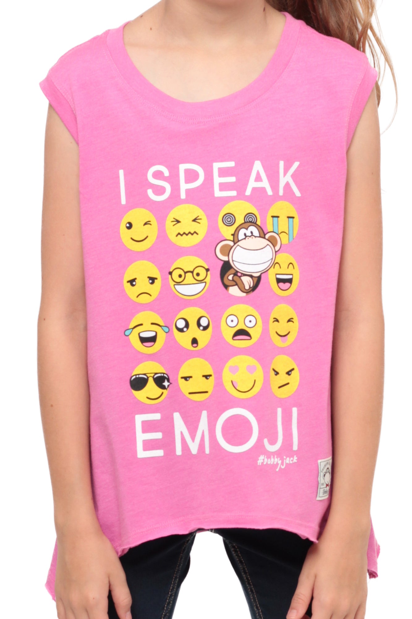 Bobby Jack I Speak Emoji | Girls Muscle Top - Pink – Bobby