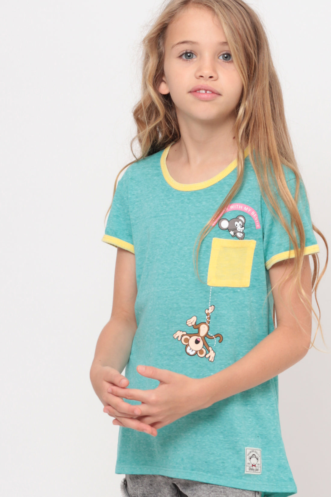 Hangin' With My Bestie | Pocket Ringer Top - Aqua — image 6
