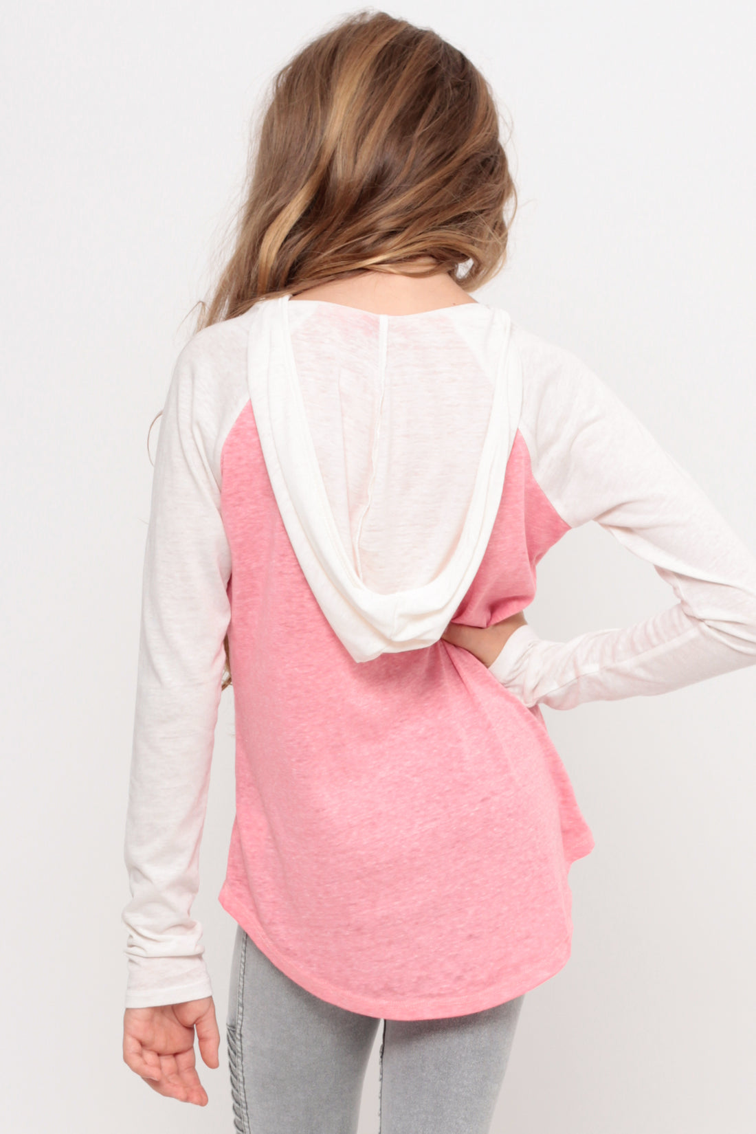 The Friday Club | Hooded Baseball Top - Coral — image 4