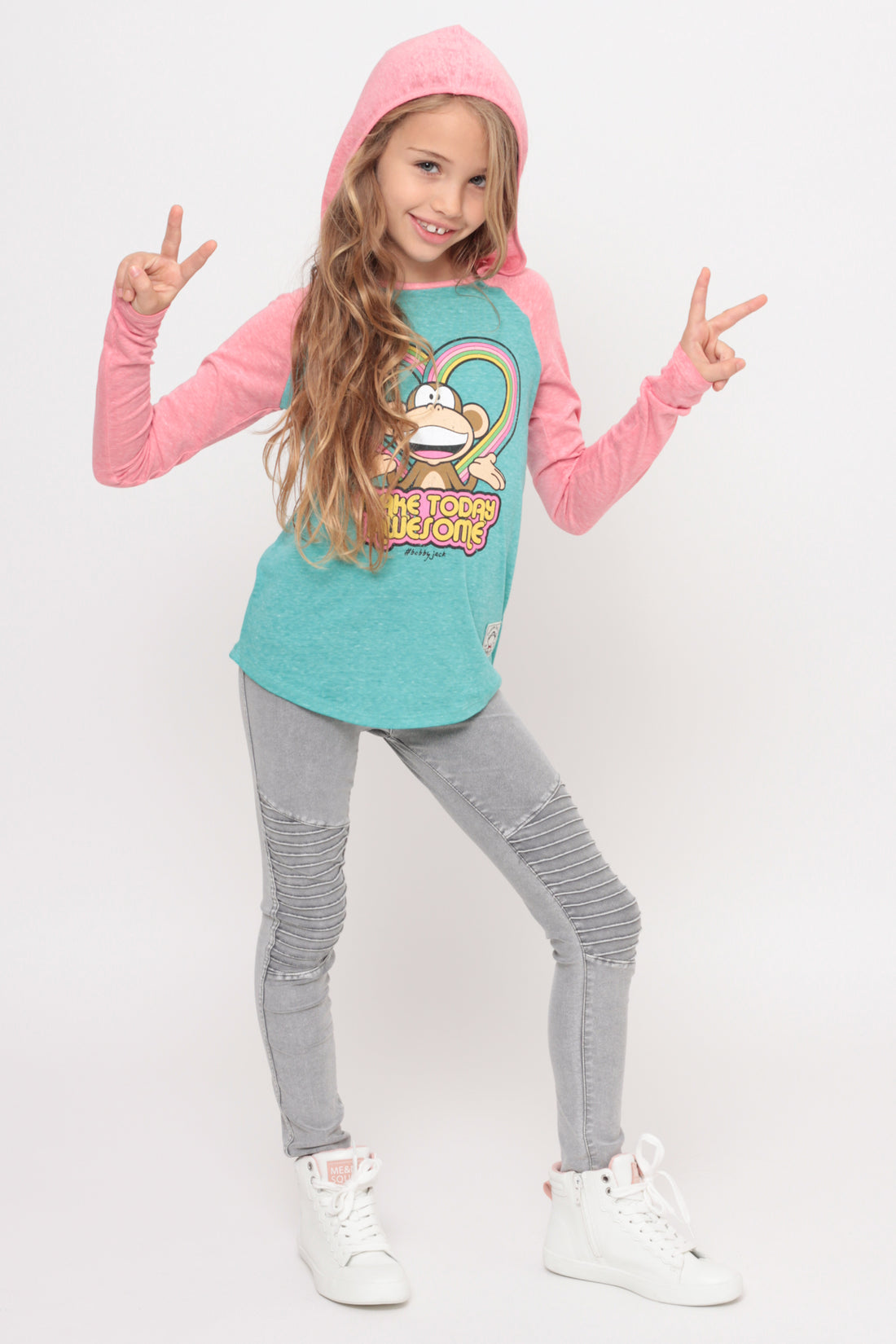 Make Today Awesome | Hooded Baseball Top - Aqua — image 5