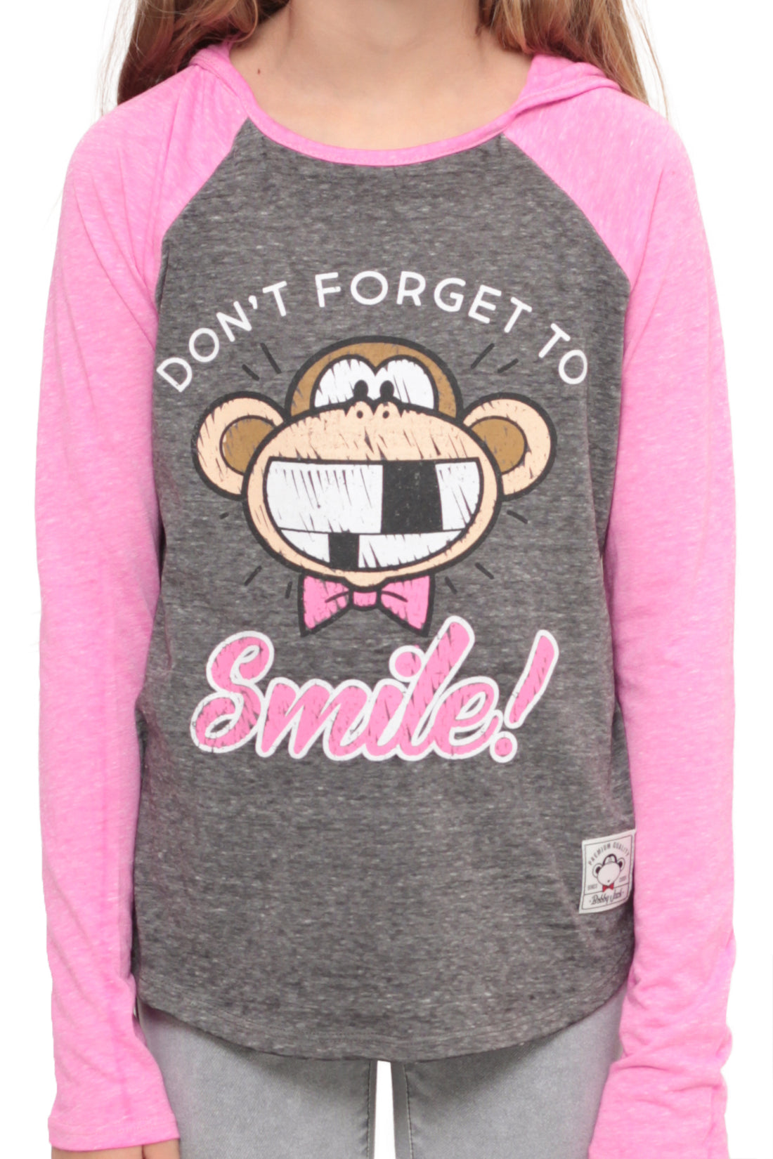 Don't Forget To Smile | Hooded Baseball Top - Charcoal — image 3