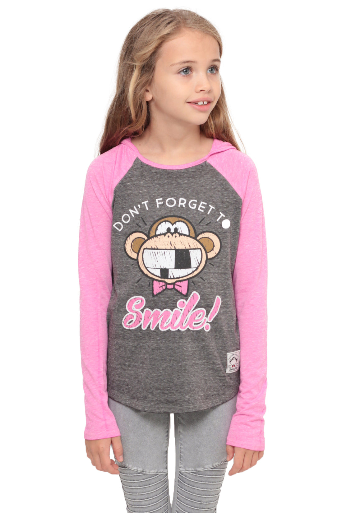 Don't Forget To Smile | Hooded Baseball Top - Charcoal — image 2