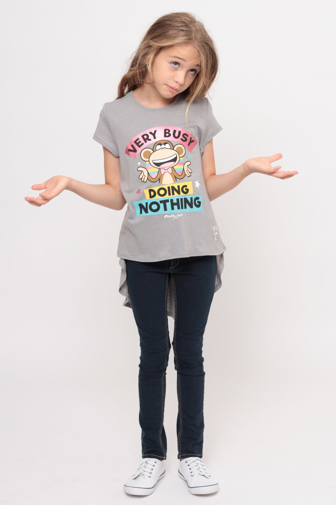 Very Busy Doing Nothing | Hi-Low Ruffle Back Top - Gray — image 5
