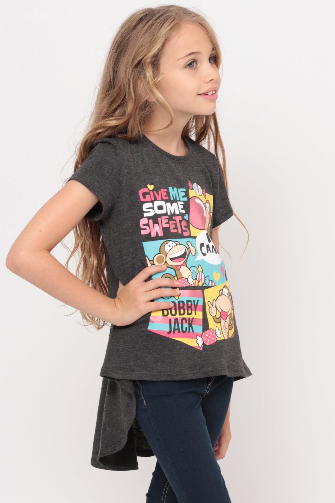 I Love Candy | Hi-Low Ruffle Back Top - Charcoal — image 4