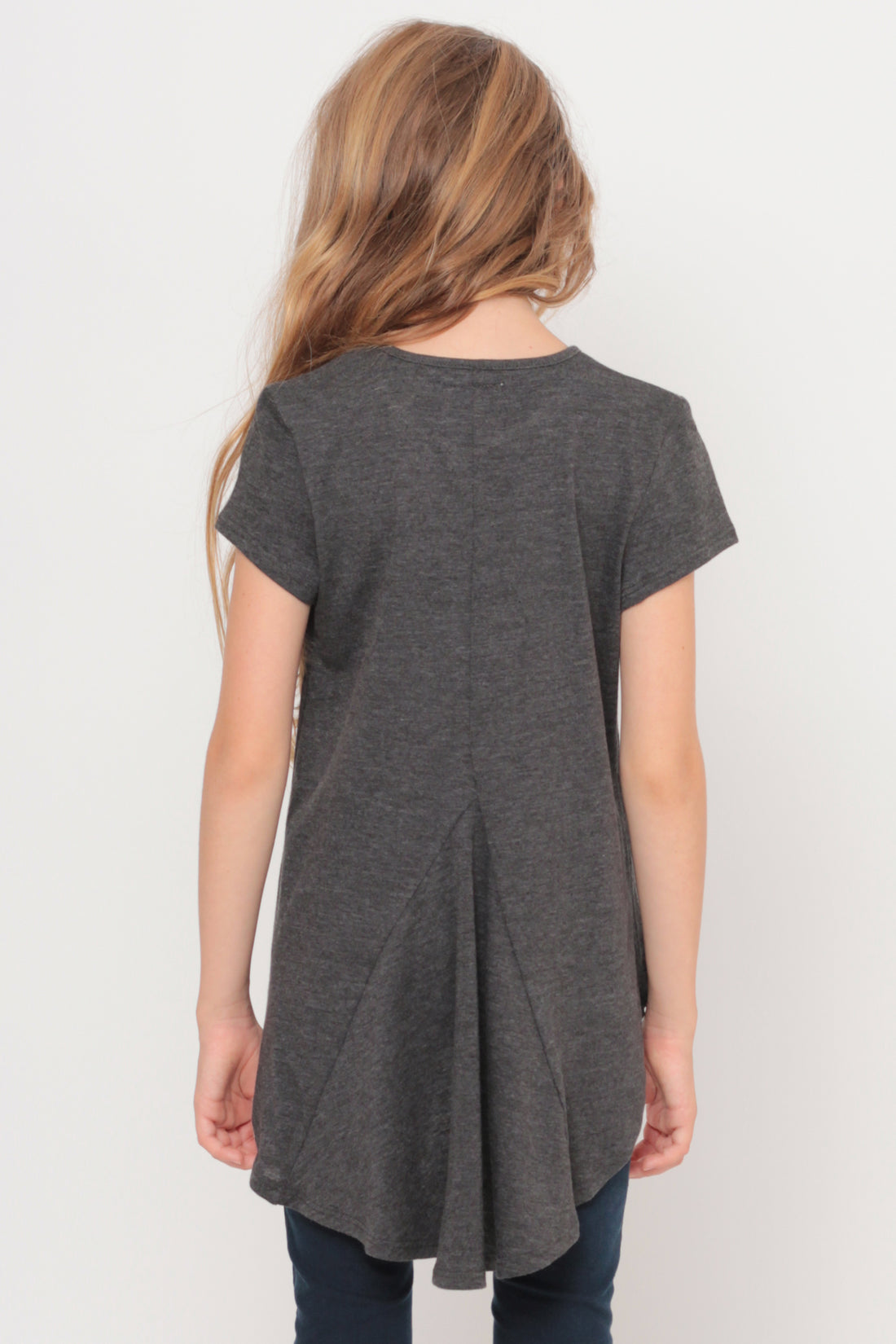 I Love Candy | Hi-Low Ruffle Back Top - Charcoal — image 5
