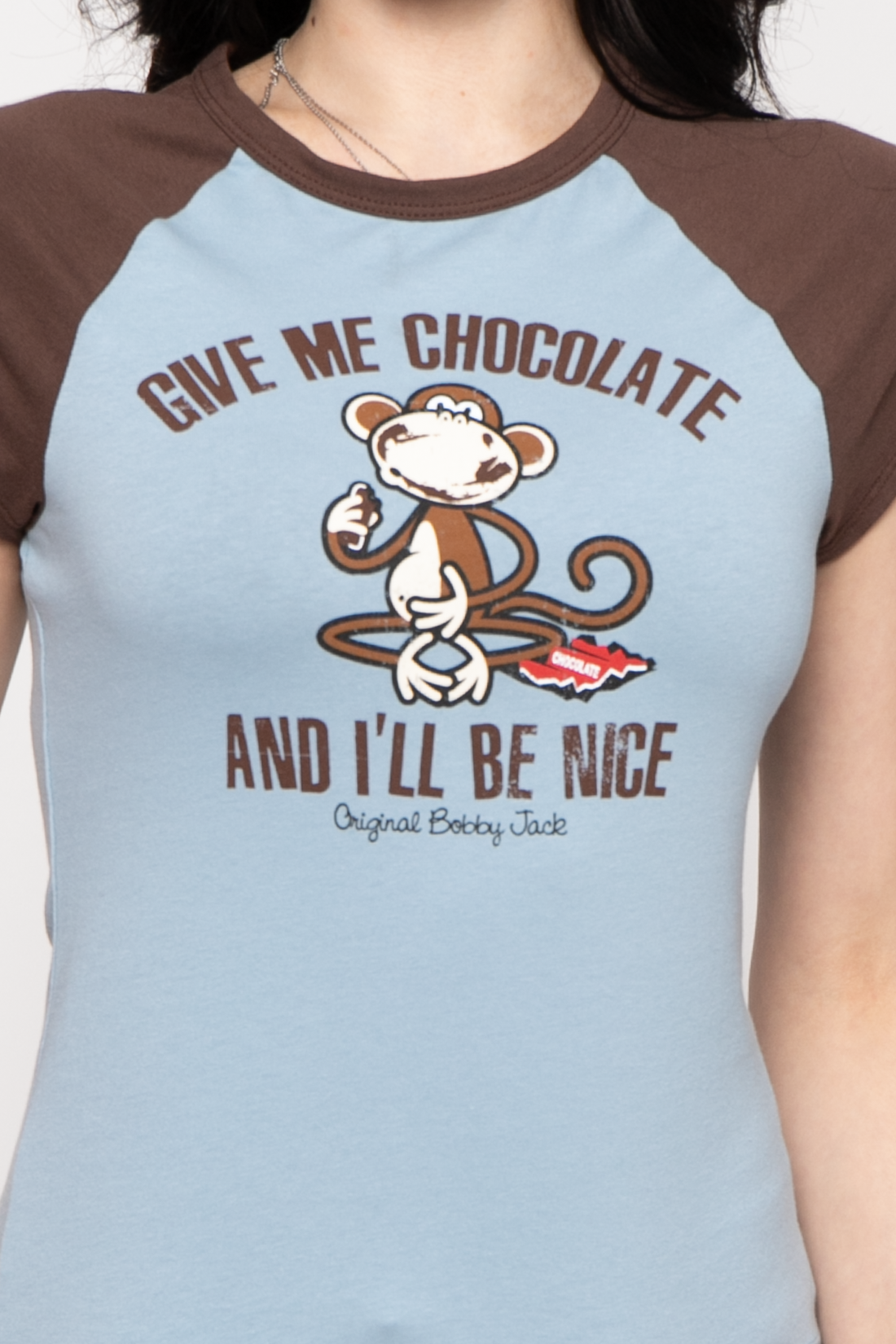 Give Me Chocolate - Bobby Jack Raglan Top - Blue — image 5