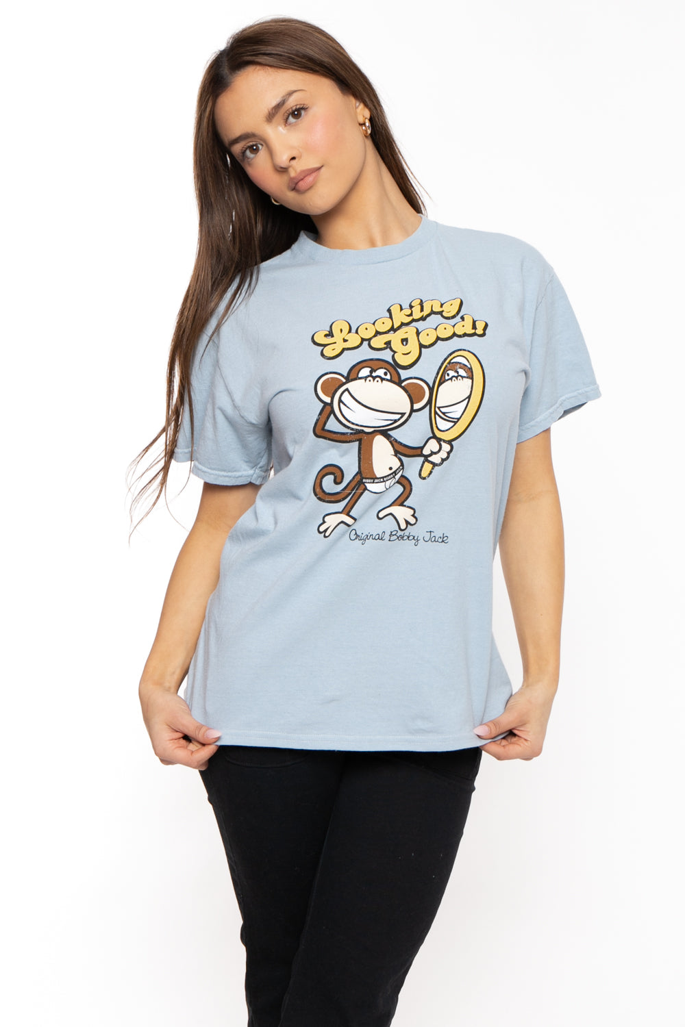 Looking Good - Bobby Jack Garment-Dyed Boyfriend T-Shirt - Blue — image 3